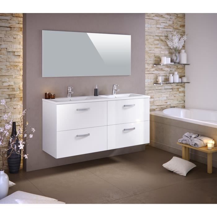 STELLA Ensemble Salle De Bain Double Vasque L 140 Cm Avec Miroir ...